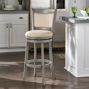 Jaxen Rubberwood Panel Back Bar Stool with Cushioned Seat and Footrest for Kitchen or Bar