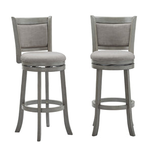 Jaxen Rubberwood Panel Back Bar Stool with Cushioned Seat and Footrest for Kitchen or Bar