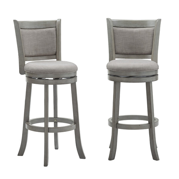 Jaxen Rubberwood Panel Back Bar Stool with Cushioned Seat and Footrest for Kitchen or Bar