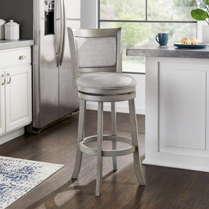 Jaxen Rubberwood Panel Back Bar Stool with Cushioned Seat and Footrest for Kitchen or Bar