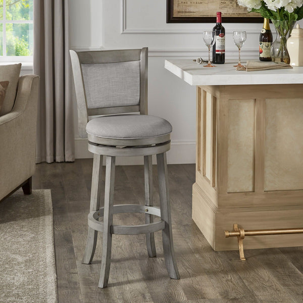 Jaxen Rubberwood Panel Back Bar Stool with Cushioned Seat and Footrest for Kitchen or Bar