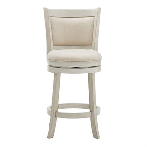 Homelegance Jaxley Swivel Counter Stool Rubberwood Frame Upholstered Panel Back for Kitchen Bar Antique White / Beige 012WH-24BL