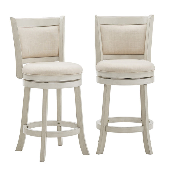 Jaxley Swivel Counter Stool Rubberwood Frame Upholstered Panel Back for Kitchen Bar