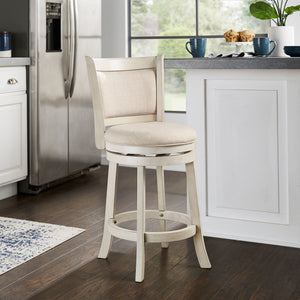 Jaxley Swivel Counter Stool Rubberwood Frame Upholstered Panel Back for Kitchen Bar