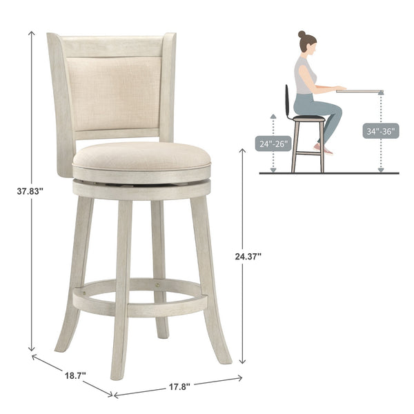 Jaxley Swivel Counter Stool Rubberwood Frame Upholstered Panel Back for Kitchen Bar