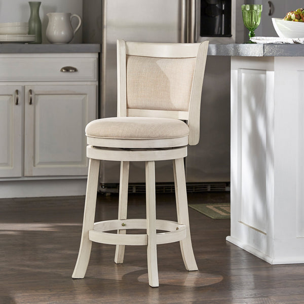 Jaxley Swivel Counter Stool Rubberwood Frame Upholstered Panel Back for Kitchen Bar
