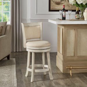 Jaxley Swivel Counter Stool Rubberwood Frame Upholstered Panel Back for Kitchen Bar