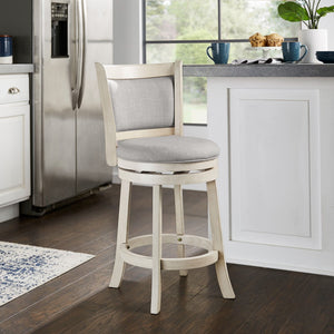 Jaxley Swivel Counter Stool Rubberwood Frame Upholstered Panel Back for Kitchen Bar