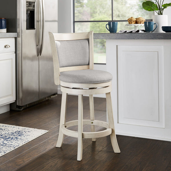Jaxley Swivel Counter Stool Rubberwood Frame Upholstered Panel Back for Kitchen Bar
