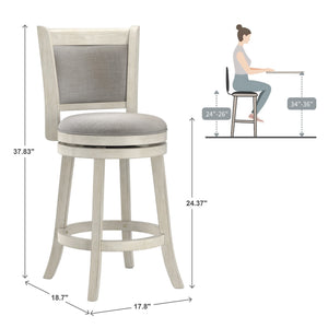 Jaxley Swivel Counter Stool Rubberwood Frame Upholstered Panel Back for Kitchen Bar