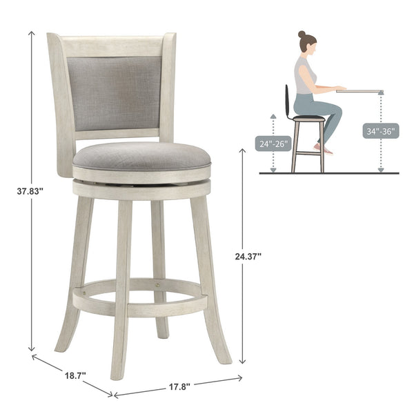 Jaxley Swivel Counter Stool Rubberwood Frame Upholstered Panel Back for Kitchen Bar