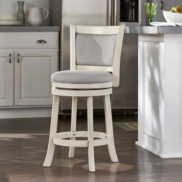 Jaxley Swivel Counter Stool Rubberwood Frame Upholstered Panel Back for Kitchen Bar