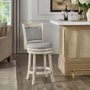 Jaxley Swivel Counter Stool Rubberwood Frame Upholstered Panel Back for Kitchen Bar