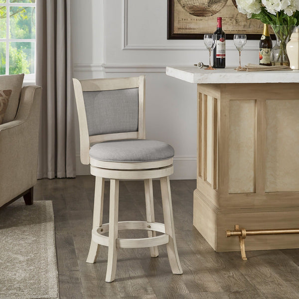 Jaxley Swivel Counter Stool Rubberwood Frame Upholstered Panel Back for Kitchen Bar
