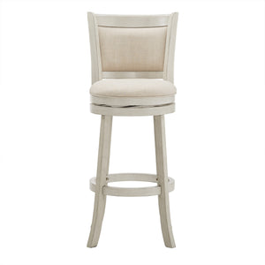 Homelegance Jaxley Upholstered Swivel Barstool Rubberwood Frame Panel Back for Kitchen or Bar Antique White / Beige 012WH-29BL