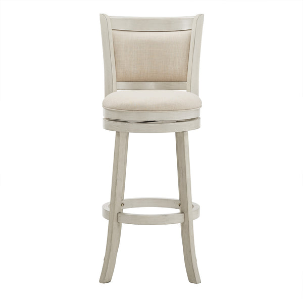 Homelegance Jaxley Upholstered Swivel Barstool Rubberwood Frame Panel Back for Kitchen or Bar Antique White / Beige 012WH-29BL