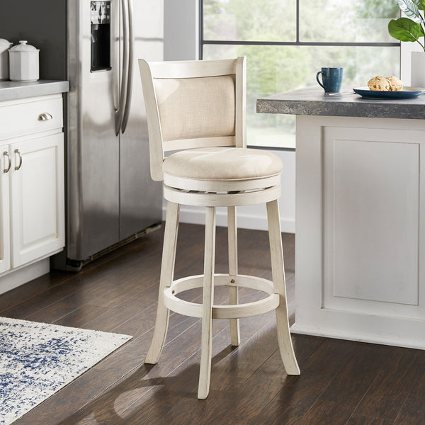 Jaxley Upholstered Swivel Barstool Rubberwood Frame Panel Back for Kitchen or Bar