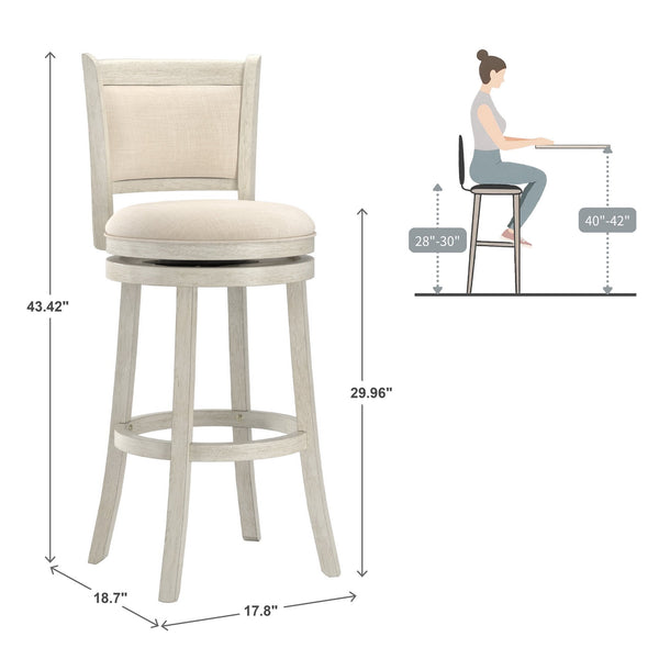 Jaxley Upholstered Swivel Barstool Rubberwood Frame Panel Back for Kitchen or Bar