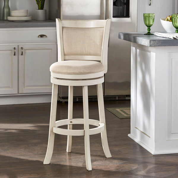 Jaxley Upholstered Swivel Barstool Rubberwood Frame Panel Back for Kitchen or Bar