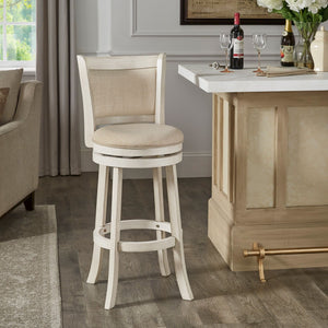 Jaxley Upholstered Swivel Barstool Rubberwood Frame Panel Back for Kitchen or Bar