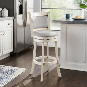 Jaxley Upholstered Swivel Barstool Rubberwood Frame Panel Back for Kitchen or Bar