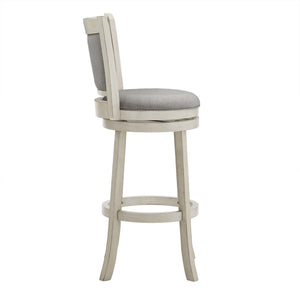 Jaxley Upholstered Swivel Barstool Rubberwood Frame Panel Back for Kitchen or Bar