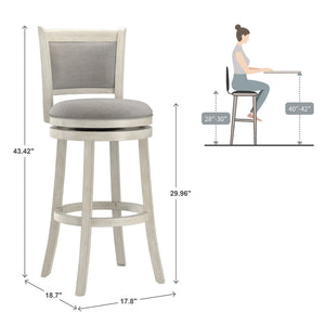 Jaxley Upholstered Swivel Barstool Rubberwood Frame Panel Back for Kitchen or Bar