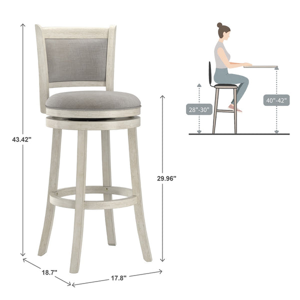 Jaxley Upholstered Swivel Barstool Rubberwood Frame Panel Back for Kitchen or Bar