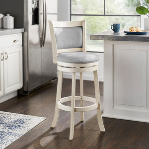 Jaxley Upholstered Swivel Barstool Rubberwood Frame Panel Back for Kitchen or Bar