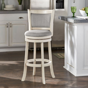Jaxley Upholstered Swivel Barstool Rubberwood Frame Panel Back for Kitchen or Bar