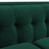 English Elm Jack 84" Modern Tuxedo Tufted Sofa, Evergreen Velvet