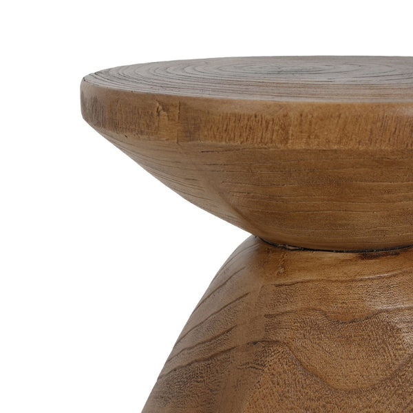 English Elm Patti Outdoor Mgo Side Table Sculptural Waterdrop Base with Wood Grain Texture N775P372422W