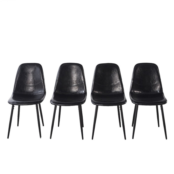 English Elm 1+4,5pieces Mid-century Dining Set Mdf Top Metal Pedestal Base Seats Six Modern W3766S00012