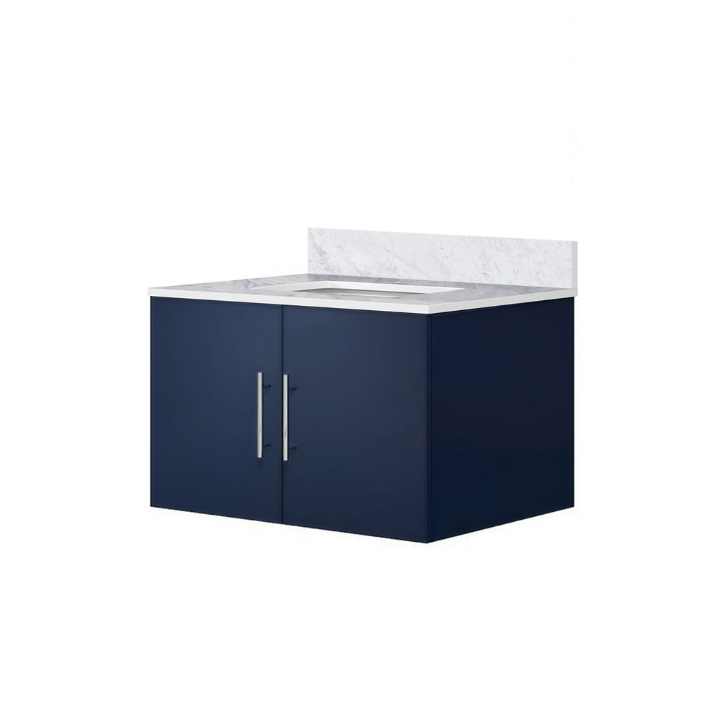 English Elm Navy 30" Bath Vanity with Carrara Marble Top — Solid Wood Frame, Soft-Close Drawer, Scratch-Resist Countertop (30x22) B2731P258471