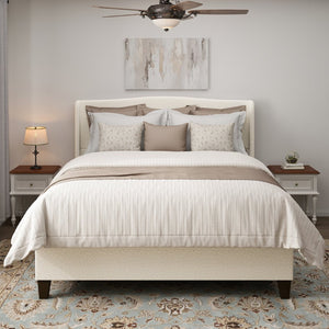English Elm King Teddy Velvet Platform Bed Tall Upholstered Headboard Solid Wood Legs Modern W1716P335672