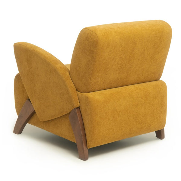 English Elm Lounge Accent Chair Velvet Upholstered Seat with Birch Legs for Compact Living Spaces Brown Yellow W2901P463462
