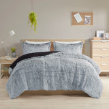 Intelligent Design Malea Glam/Luxury Shaggy Long Fur Comforter Mini Set ID10-2235 Black/White