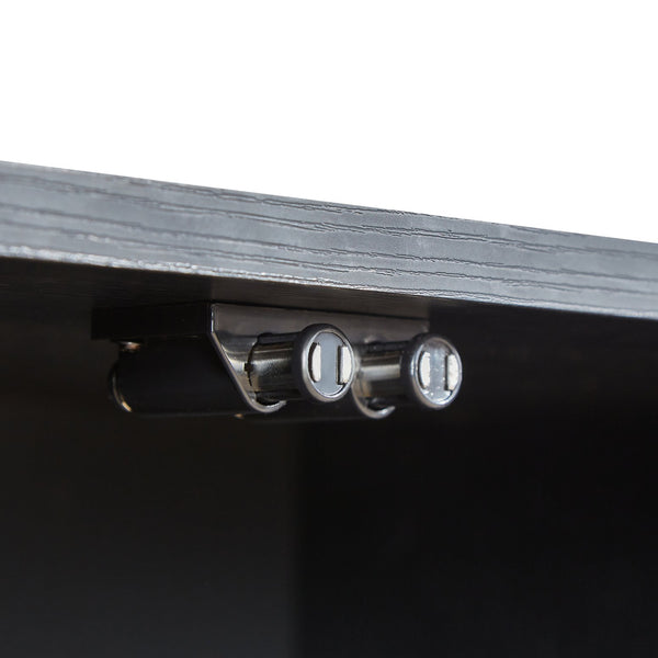 English Elm 64-Inch Wavy Tv Stand - Modern Rounded Cabinet With Push-To-Open Doors For Stylish Storage Solutions W1162P309020