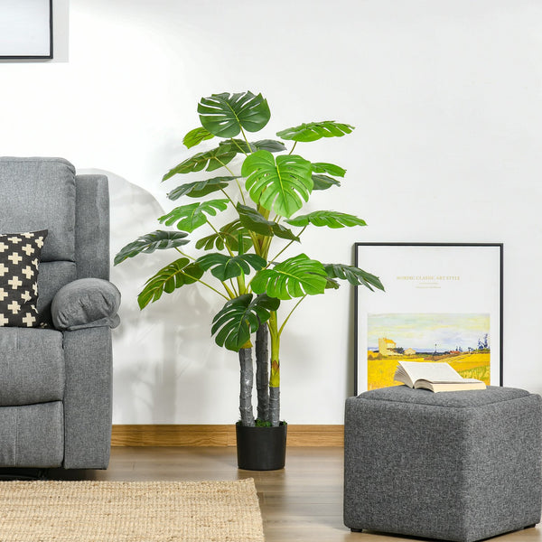 English Elm HOMCOM Realistic 4FT Monstera Tree in Nursery Pot, 924 Lifelike Leaves, Durable Outdoor/Indoor Decor W2225P217283