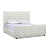 English Elm Brooklyn King Tufted Panel Bed Headboard and Footboard Set, Antique White Polyester