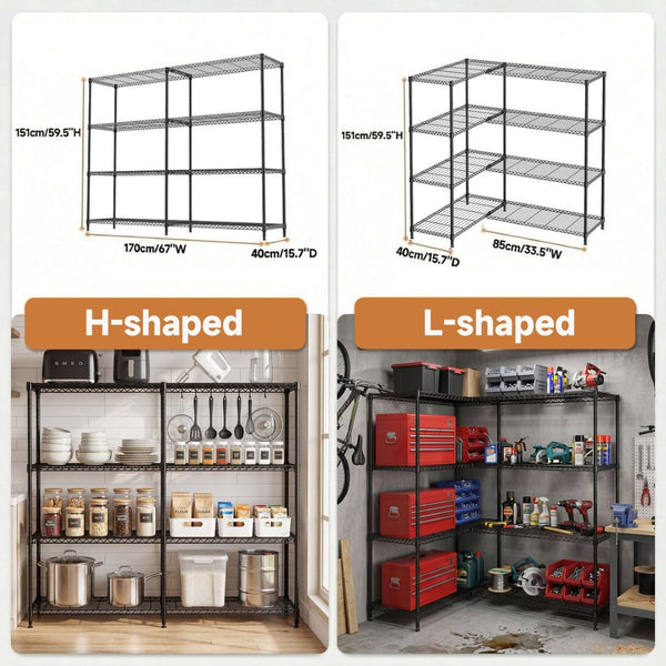 English Elm 4 Tier Carbon Steel Wire Shelving Unit 1200 Lb Capacity Garage Pantry Organizer W5386P480969