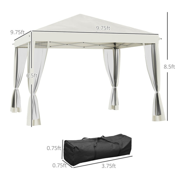 English Elm Outsunny 10' X 10' Instant Pop-Up Canopy Tent With Mesh Walls, Adjustable Height, Portable Carry Bag W2225P174279-GIGA