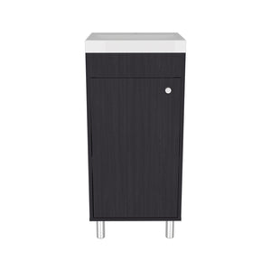 English Elm Rivera Freestanding Vanity 84cm in Kronos Black – Single Door, Open Shelf, Resin Sink Base Cabinet B070P337054