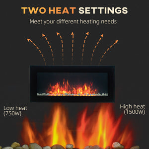 English Elm Homcom 41.3" Electric Wall-Mounted Fireplace With Realistic Flames & 7 Color Lighting, Black Finish W2225P249845