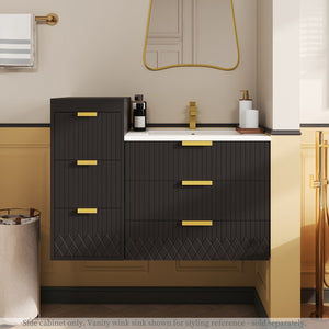 English Elm Wall Mounted Floating Cabinet with Adjustable Height and Modular Design for Custom Bathroom Storage Black N710P324099B