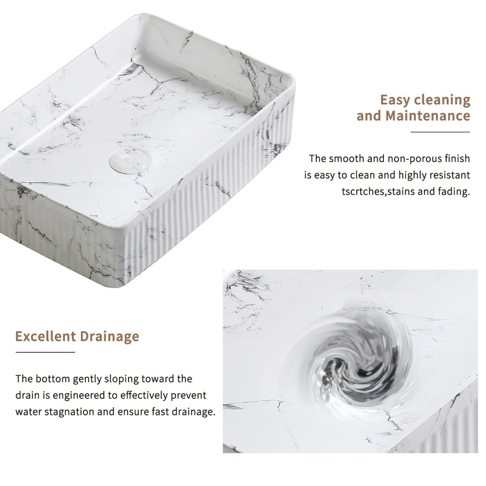 English Elm Oval Porcelain Vessel Sink Bold Marble Art Pattern Above Counter Vanity Basin W3402P362397