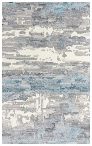 Alora Decor Spirit Hand-Tufted Abstract Rug In Wool Blend — Calming Blue Gray Ivory Palette, Durable Soft Feel 7'6" x 9'6" 01301310300337696
