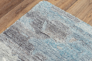 Alora Decor Spirit Hand-Tufted Abstract Rug In Wool Blend — Calming Blue Gray Ivory Palette, Durable Soft Feel 7'6" x 9'6" 01301310300337696