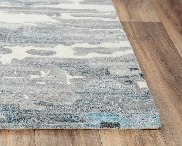 Alora Decor Spirit Hand-Tufted Abstract Rug In Wool Blend — Calming Blue Gray Ivory Palette, Durable Soft Feel 7'6" x 9'6" 01301310300337696