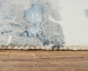 Alora Decor Spirit Hand-Tufted Abstract Rug In Wool Blend — Calming Blue Gray Ivory Palette, Durable Soft Feel 7'6" x 9'6" 01301310300337696